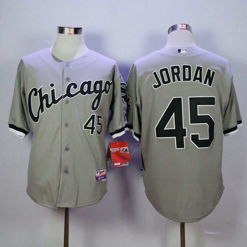Men Chicago White Sox #45 Jordan Grey Throwback MLB Jerseys->chicago white sox->MLB Jersey